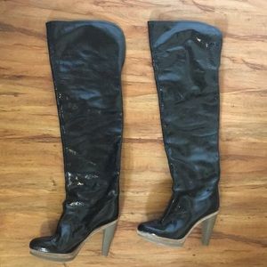 Sergio Rossi - Black Patent Leather- OTK Boots